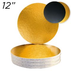 12" Gold/Black Round Compressed Cakeboards 3 mm thick, 10 ct.