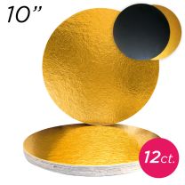 10" Gold/Black Round Compressed Cakeboards 2 mm thick, 12 ct.