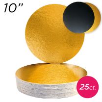 10" Gold/Black Round Compressed Cakeboards 2 mm thick, 25 ct.