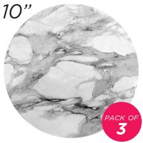 10" White Round Masonite Cake Board Marble Pattern - 6 mm thick, Pack of 3