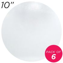 10" White Round Masonite Cake Board - 6 mm thick, Pack of 6