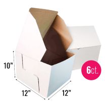 12x12x10 White/Brown Kraft Cake Box, 6 ct.