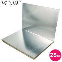 14"x19" Silver Cakeboard, 25 ct. - 2 mm thick