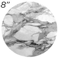 8" White Round Masonite Cake Board Marble Pattern - 6 mm thick