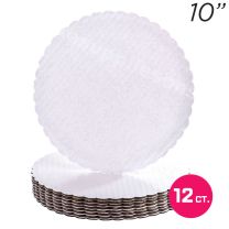 10" White Scalloped Edge Cake Boards, 12 ct