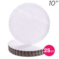 10" White Scalloped Edge Cake Boards, 25 ct