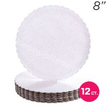 8" White Scalloped Edge Cake Boards, 12 ct