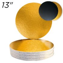 13" Gold/Black Round Compressed Cakeboards 3 mm thick, 10 ct.