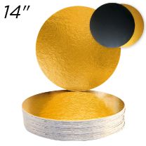14" Gold/Black Round Compressed Cakeboards 3 mm thick, 10 ct.