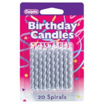 Silver Spiral Birthday Candles