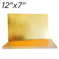 12"x7" Gold Rectangle Compressed Cakeboards, 10 ct.