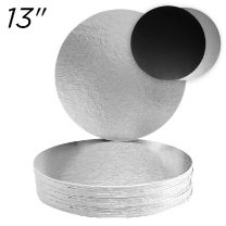 13" Silver/Black Round Compressed Cakeboards 3 mm thick, 10 ct.