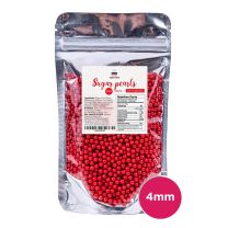 Sugar Pearls - Pearlized 4mm, 4 oz - Red