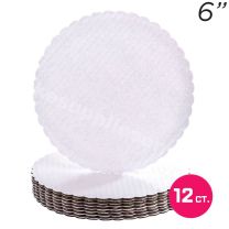 6" White Scalloped Edge Cake Boards, 12 ct