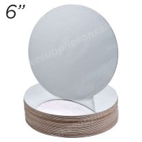 6" Silver Round Cakeboard, 25 ct. - 2 mm thick