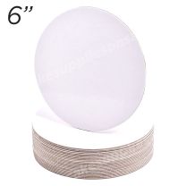 6" White Round Cakeboard, 6 ct. - 2 mm thick