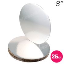 8" Silver Round Coated Cakeboard, 25 ct