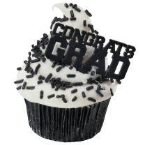 Black Congrats Grad, Cupcake Pics, 12 ct