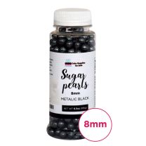 Sugar Pearls - Pearlized 8mm, 6.5 oz - Metalic Black