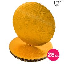 12" Gold Scalloped Edge Cake Boards, 25 ct