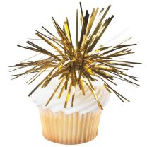 Gold Spray Mylar, Cupcake Pics, 6 ct