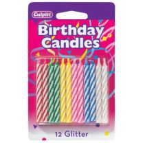Primary Spiral Glitter Birthday Candles 