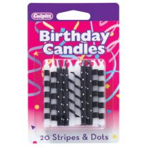 Black Stripes and Dots Pattern Birthday Candles 