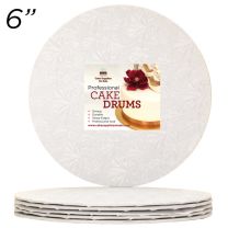 6" White Round Thin Drum 1/4", 6 count